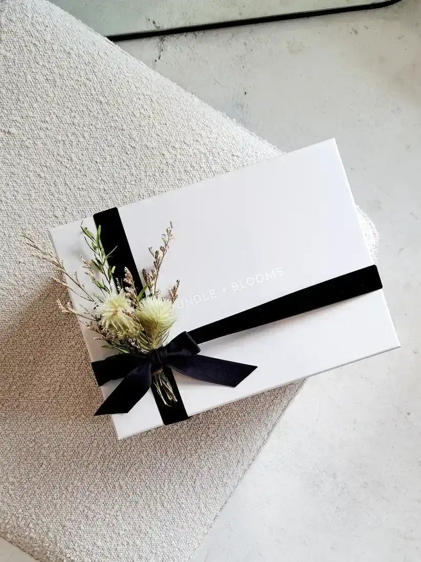 Elegant Spoil Her Grand gift box packaging from Bundle + Blooms, ideal for any occasion. Fast delivery NZ-wide on all gift boxes.