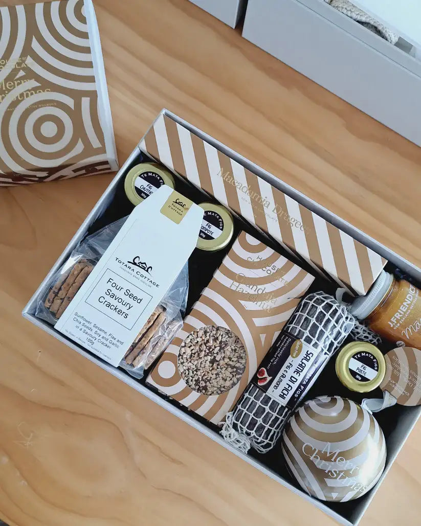 Christmas Gifts. Filled with indulgent artisan treats and thoughtful presents. Delivered NZ-wide.