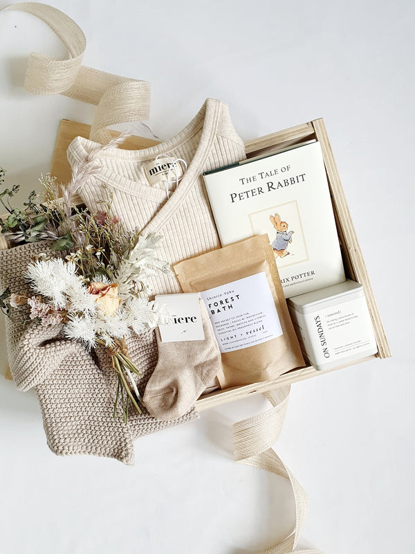Baby Shower Gifts NZ Baby + Muma Luxe Bundle + Blooms